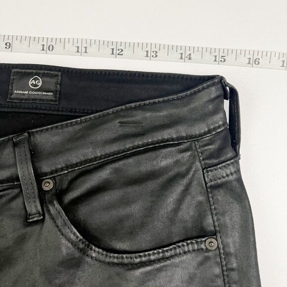 AG Adriano Goldschmied Coated Jeans 30 Black Jodi Crop High-Rise Slim Flare Crop - Picture 8 of 16